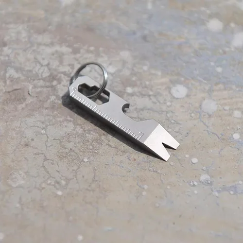 Miniatura 8 de Hamans Llavero de barra de palanca de bolsillo de titanio, herramienta múltiple Utra Mini Pry Bar abridor de botellas llave extractor de uñas