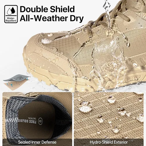 Miniatura 3 de FREE SOLDIER Botas de trabajo tácticas impermeables para hombre, ligeras, cómodas, botas de senderismo de combate