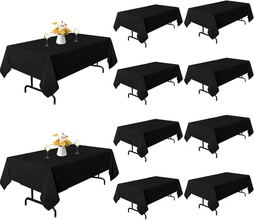 Miniatura 10 de Paquete de 6 manteles rectangulares de 60 x 102 pulgadas, manteles rectangulares para mesas de 6 pies, resistentes a las manchas y a las arrugas