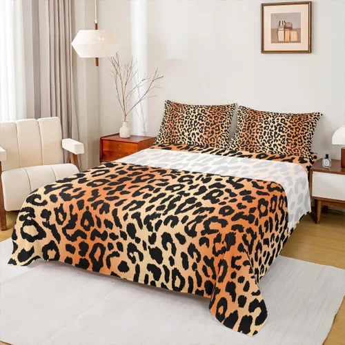 Miniatura 29 de Sábana bajera ajustable de 3 piezas con estampado de leopardo, tamaño individual, juego de ropa de cama de piel de guepardo para niños, bolsillo