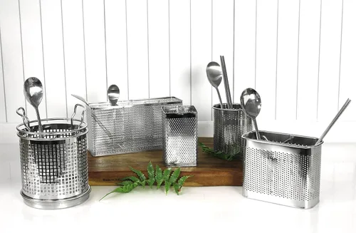 Miniatura 8 de LENITH Soporte perforado para utensilios de cocina con ganchos, almacenamiento de acero inoxidable 304 para organizador, apto para lavavajillas