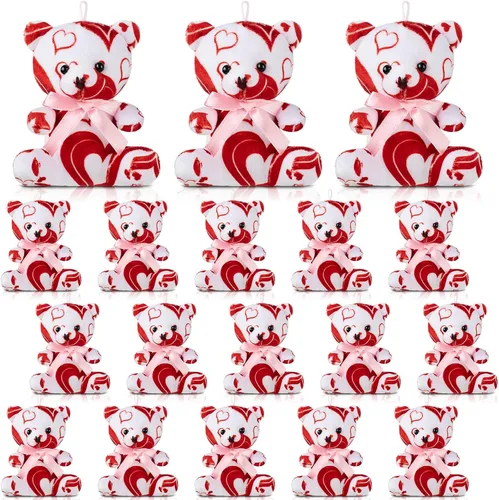 Miniatura 8 de Haull 18 piezas de corazones de conversación de San Valentín, osos de peluche a granel para niños, pequeños animales de peluche suaves de 4