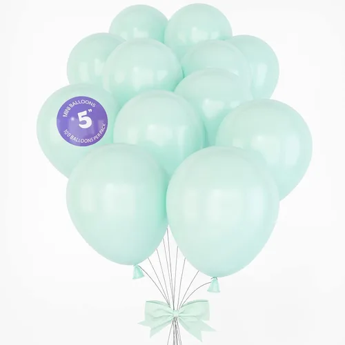 HOUSE OF PARTY Globo de fiesta verde pastel – 100 unidades | Globos de látex de 5 pulgadas con diferentes tamaños para decoraciones de graduación,