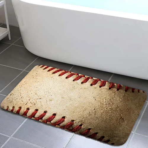 Miniatura 8 de NYMB Alfombra de baño de madera de béisbol en la alfombra, antideslizante, para entradas al aire libre, interior, puerta delantera, alfombra de baño