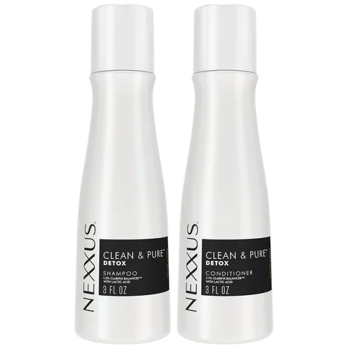 Nexxus Champú y Acondicionador de Viaje, Limpio y Puro – Productos para el Cabello con Proteína de Elastina y Minerales Marinos, Sin Sulfatos, 3 Oz