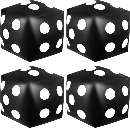 4 dados inflables gigantes de 12.6 pulgadas, juego divertido de dados inflables grandes para interiores y exteriores, césped, piscina, fiesta, Negro