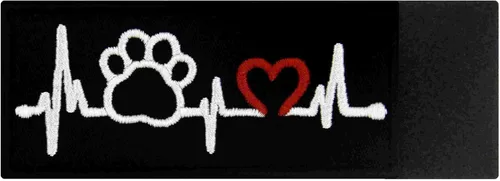 Miniatura 5 de Perro mascota pata con corazón Servicio de electrocardiograma Perro Parche Bordado Chaleco/Arneses Insignia Sujetador Gancho y Bucle Emblema
