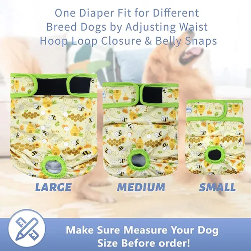 Miniatura 4 de Leekalos Pañales reutilizables lavables para perras, pañales para perras, altamente absorbentes, pañales ajustables para cachorros, pañales