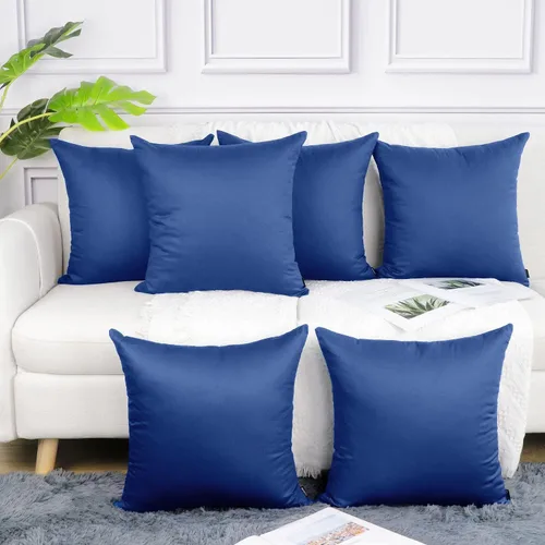 Miniatura 26 de Coddsmz Paquete de 6 fundas de almohada decorativas 100% algodón, fundas de cojín cuadradas de Navidad sólidas para el hogar, cama, sofá, día