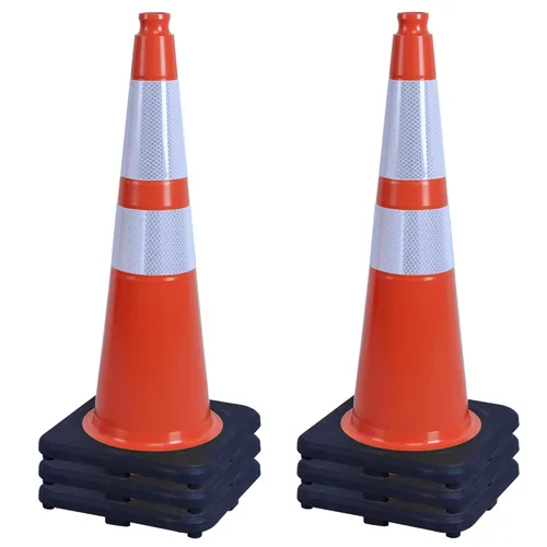 Miniatura 14 de OrangeStar Conos de Tráfico de 36" Paquete de 6 Conos de Seguridad Azules con Collares Reflectantes, Base de Servicio Pesado para Construcción