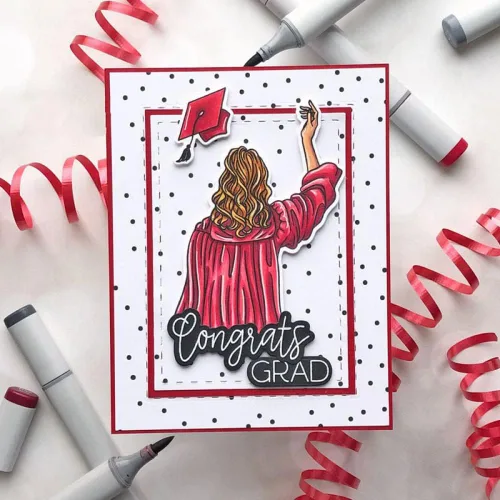 Miniatura 7 de Estudiantes de posgrado Vista trasera Troqueles y sellos para hacer tarjetas So Pround of You, To the Graduate, You Did It,Words Alpahbets - Sello