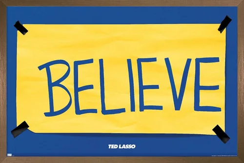Miniatura 16 de Trends International Ted Lasso - Póster de pared Believe, 14.725 x 22.375 pulgadas, versión enmarcada de madera de granero