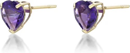 Miniatura 4 de Aretes de tuerca con forma de corazón con piedras preciosas de 0.236 in para mujer, en oro amarillo de 10 quilates con forma de corazón Lavari