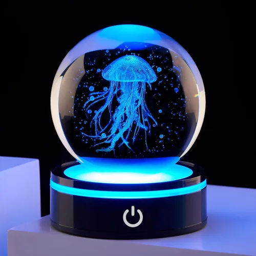 Decoración de medusas de bola de cristal 3D, regalo para hombres y mujeres: luz nocturna de biología oceánica, regalos para hija/hijo, cumpleaños,