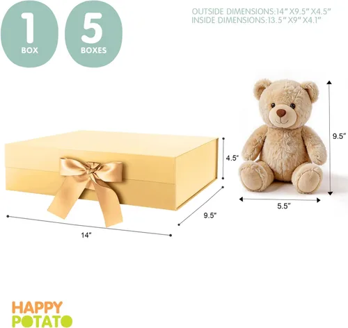 Miniatura 5 de HAPPY POTATO 5 cajas de regalo grandes con cinta de 13.5 x 9 x 4.1 pulgadas, cajas doradas con tapas, cajas de propuesta de dama de honor, cajas