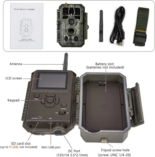 Miniatura 7 de BLAZEVIDEO Cámara WiFi Trail de 64MP 1296P HD con audio, 3 disparadores PIR activados por movimiento 0.1s y detección gran angular de 120°, visión