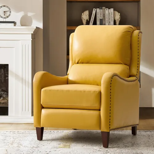 Miniatura 11 de HULALA HOME Silla Reclinable de Cuero Genuino, Sillón Reclinable Moderno de Empuje hacia Atrás con Asiento Grueso, Respaldo y Reposapiés, Decoración