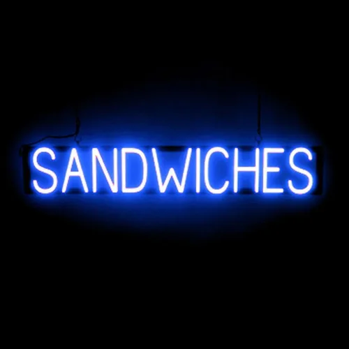 Miniatura 21 de SpellBrite DELI Sign Letrero relacionado con delicatessen con aspecto neón, fuente de luz LED azul 13.4 x 6.3 pulgadas