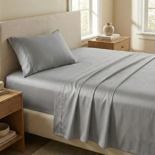 Miniatura 14 de Beckham Hotel Collection Juego de sábanas tamaño Twin 100% algodón, ropa de cama de satén de lujo 500TC, bolsillo profundo de 16", que absorbe