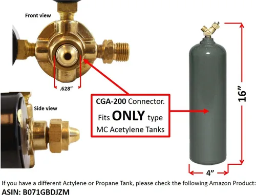 Miniatura 2 de SÜA - Medidores de gas de soldadura con regulador de acetileno - CGA-200 - Conector trasero - Serie LDP - Revise todas las imágenes y lea