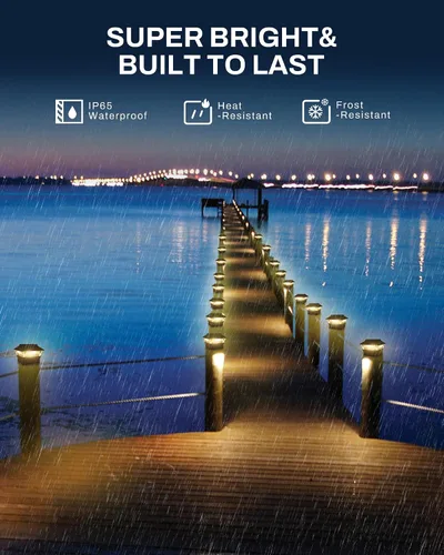 Miniatura 5 de Luces para postes de valla, 25 lúmenes, luz solar para postes de madera, se adapta a postes de madera de 4 x 4 o más grandes con base de 4 x 6, luz