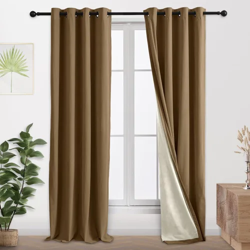 Miniatura 18 de Cortinas 100% opacas de terciopelo con forro de 63 pulgadas de largo, 2 paneles para sala de estar, aislamiento térmico, ahorro de energía