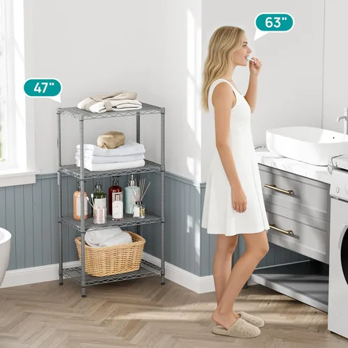 Miniatura 8 de SINGAYE Estante de almacenamiento ajustable de 4 niveles, estante de almacenamiento de pie, capacidad de carga de 90 kg por estante, 59 cm de ancho