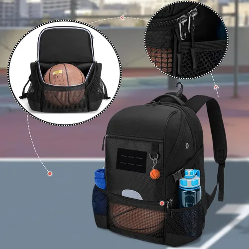 Miniatura 5 de DSLEAF - Mochila de baloncesto para hombres, bolsa de fútbol con compartimento para pelota y zapatillas para baloncesto, fútbol, entrenamiento