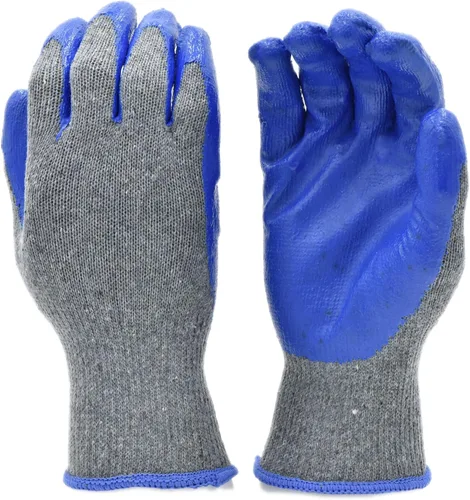 G & F Products 3108-10 Guantes de trabajo con palma de tejido de cuerda, guantes cubiertos de látex, guantes recubiertos de nitrilo para uso 2-Azul