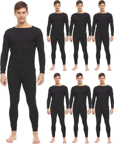 BILLIONHATS Paquete de 6 conjuntos térmicos de 2 piezas para hombre, ropa interior larga de capa base, parte superior e inferior, algodón, colores