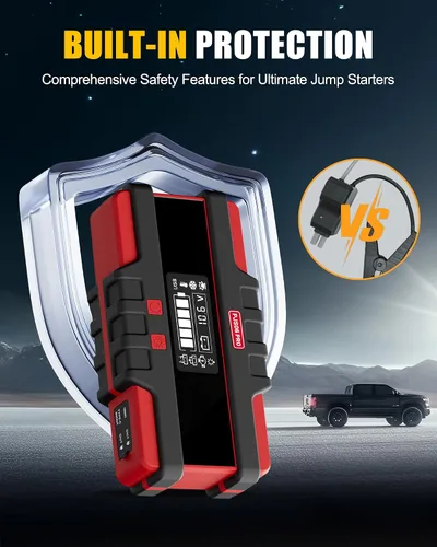 Miniatura 3 de PJS06 Pro 6000A Arrancador de Coche (Todo Gas y Diésel de 12L), Banco de Energía Portátil de 74Wh con Carga Rápida de 40W, Pantalla LCD Inteligente