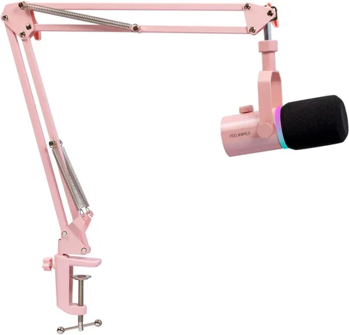 FEELWORLD PM1 XLR - Micrófono dinámico USB con brazo articulado, regalos para grabación de podcasts, computadora PC, juegos, transmisión en vivo,