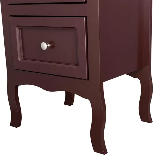 Miniatura 9 de VERYKE Mesita de noche con 3 cajones, armario lateral de cama pequeño con mango de metal y patas curvas, mesitas de noche para espacios pequeños