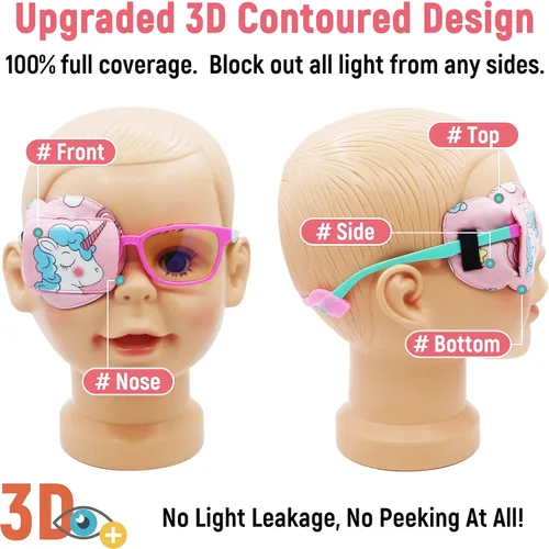 Miniatura 2 de Astropic Parche de algodón 3D y seda para niños, parche de ojos para niñas para gafas Parche médico para niños con ojo perezoso