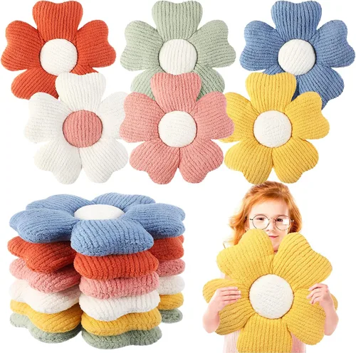 Miniatura 9 de Drydiet 6 Piezas Almohadas con Forma de Flor Margaritas Almohadas de Piso Cojines de Asiento con Forma de Flor de 15 Pulgadas para Leer Sofá Sillón