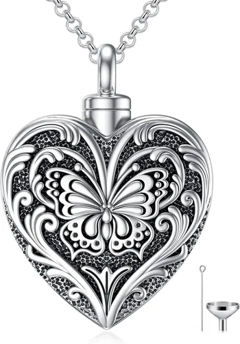 SOULMEET Joyería de cremación para cenizas, collar de urna de plata de ley para cenizas, mujeres y hombres, joyería de recuerdos para mantener a