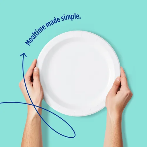 Miniatura 5 de Perk - Platos de papel de 9 pulgadas, 1000 unidades a granel, platos desechables sin revestimiento para cenas, fiestas y uso diario