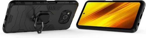 Miniatura 2 de Compatible con Xiaomi Poco X3, Mi Poco X3 NFC, soporte de agarre de anillo de metal, parachoques duro a prueba de golpes
