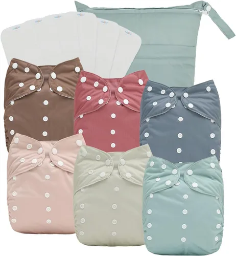 babygoal Pañales de tela grandes, paquete de 13 para niños de 3 a 5 años, fundas de pañales de tela, paquete de 6 con 6 insertos y bolsa para Color
