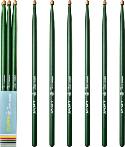 Miniatura 13 de Bluefire - Baquetas 5A, 6 palos (3 pares) de colores surtidos, peso de nogal americano a juego, prueba varios colores en un paquete para bateristas