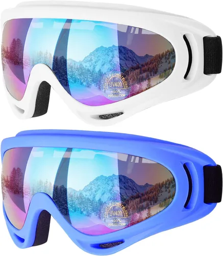 Gafas de esquí, gafas de esquí, gafas de snowboard para hombres, mujeres, jóvenes y niños 04.blanco/azul