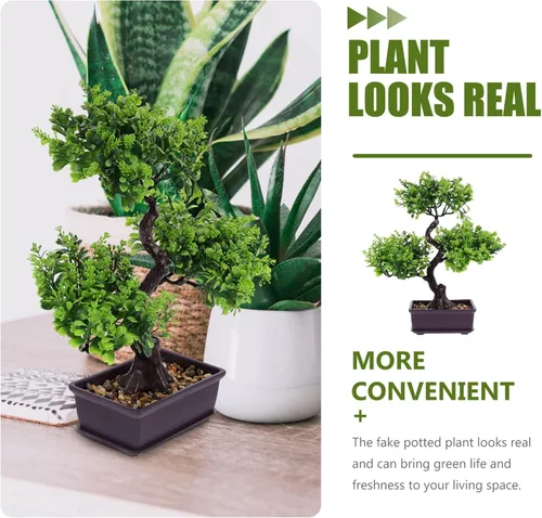 Miniatura 5 de Generic Bonsái artificial en maceta de imitación para interiores, decoración de interior, bonsái para hogar, oficina, jardín, escritorio, ornamento