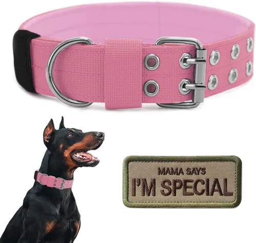 Miniatura 13 de Collar táctico para perro, collar militar ajustable para perro, collar de entrenamiento de nailon suave con parche, collares de hebilla de metal