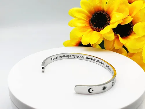 Miniatura 355 de Pulseras inspiradoras para mujer, joyería de acero inoxidable, con refranes, pulsera motivacional con mensaje oculto, pulseras grabadas para mejor