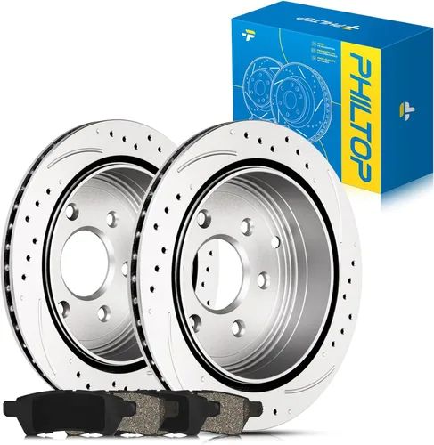 Miniatura 33 de PHILTOP Juego de rotores de freno de disco trasero y pastillas de freno de cerámica para Nissan 2002-2023 Altima, Nissan 2007-2019 Sentra, Nissan