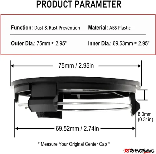 Miniatura 2 de RTRHINOTUNING 4 piezas Tapacubos de rueda de 75mm/2.95in para llantas de rueda S2000 de 2000-2003, Diámetro exterior: 75mm/2.95in, Diámetro