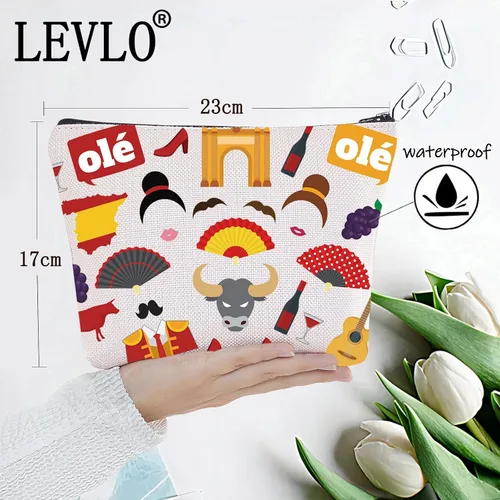 Miniatura 2 de LEVLO España regalo de viaje flamenco tema cremallera bolsa bolsa recuerdo español regalo Matador merch, Ole, Bolsa de cosméticos
