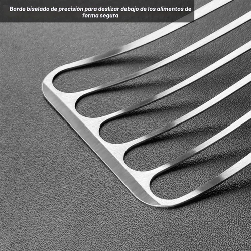 Miniatura 3 de Paquete de 2 espátulas de pescado, espátulas ranuradas de acero inoxidable para voltear, girar, freír y asar, espátulas ranuradas de metal de 3 x 6