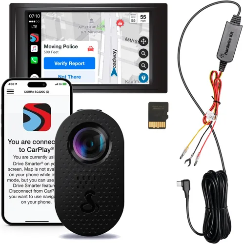 Miniatura 8 de Cobra Discreet Dash Cam (SC120) - Resolución de video QHD 1440P, WiFi integrado, visión nocturna, grabación continua, diseño compacto, tarjeta SD