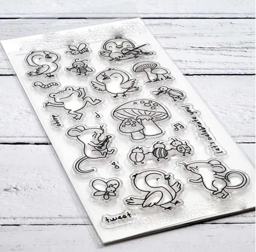 Miniatura 3 de Happy Bird - Juego de sellos y troqueles transparentes de silicona para hacer tarjetas, plantillas de corte de metal para álbumes de recortes, álbum